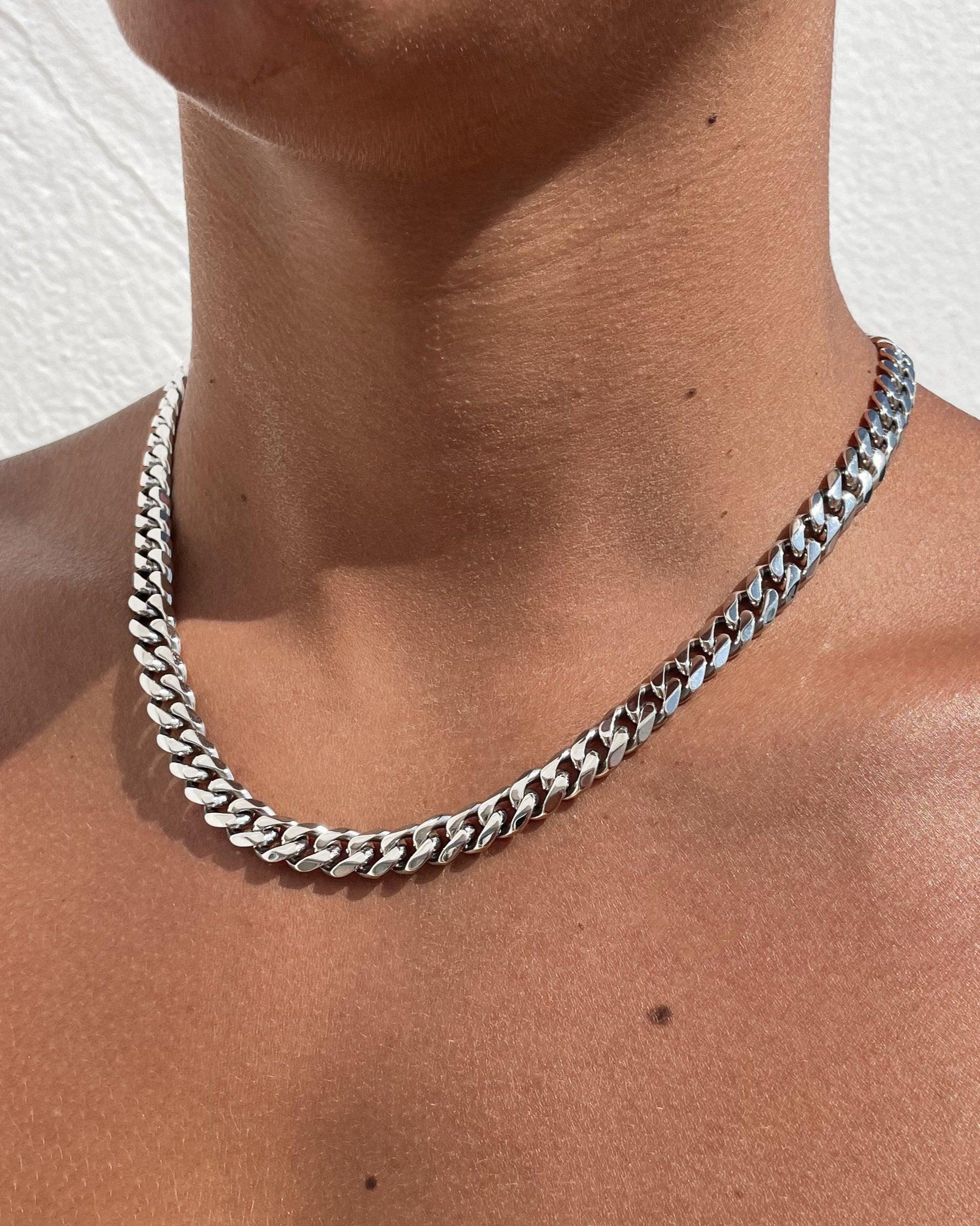 Halskedja i stål - Cuban Silver 8mm 12mm - Halskedja - Lyxery By Sweden AB