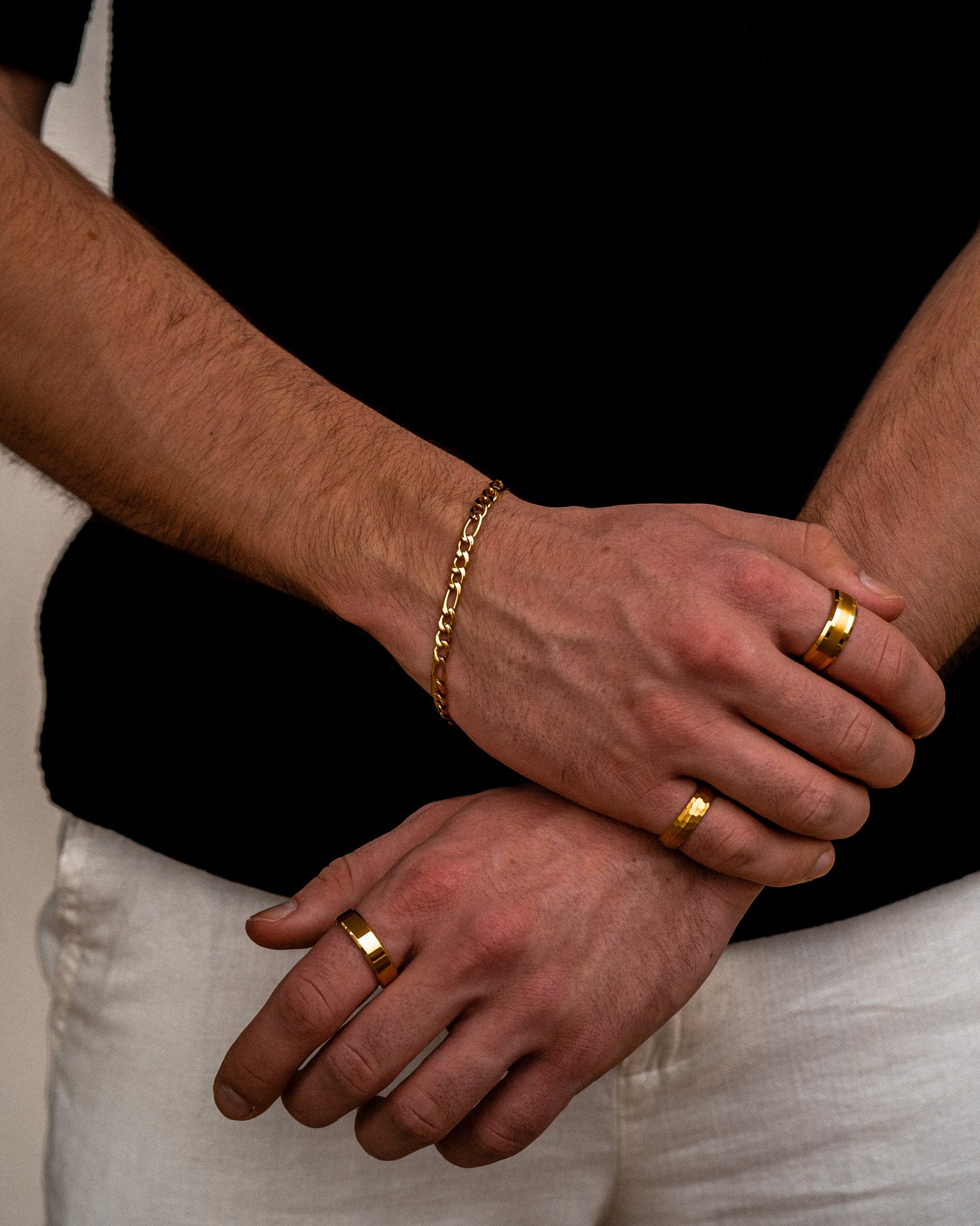 Armband i stål - Figaro Armkedja Guld